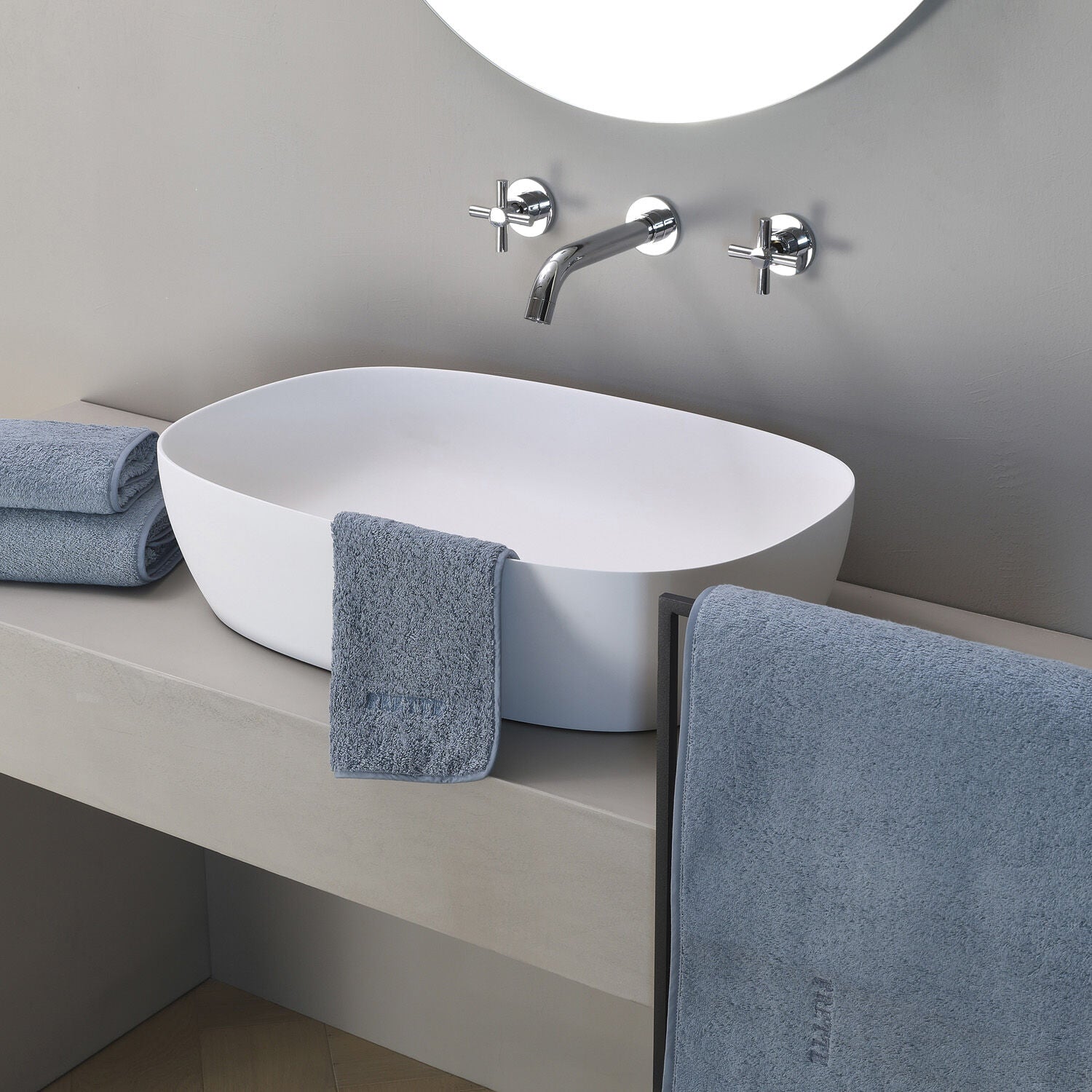 SoftTouch Stone Blue Bath Towel – 100% Cotton Luxury