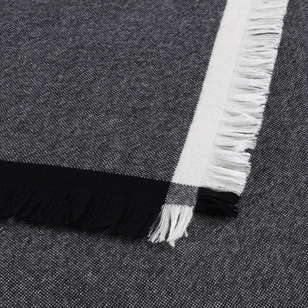Urban Elegance Woven Blanket – Charcoal Grey with Fringe